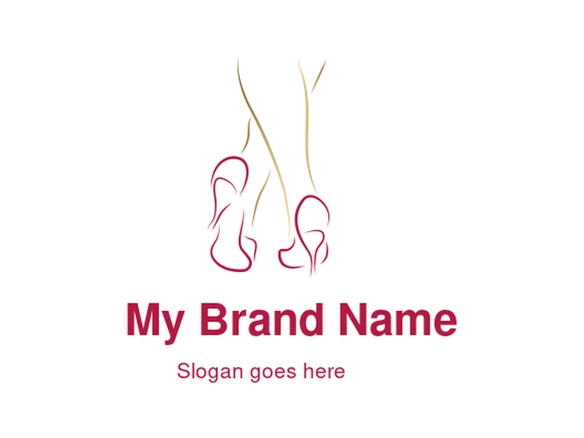 Abstract Golden Minimalist Legs with Red High Heels or Shoes Logo for Footwear, Fashion, Dance, or Luxury Brands